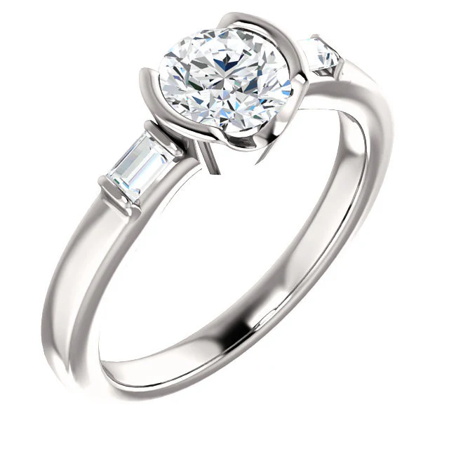 CZ Wedding Set, Style 04-43 feat The Stephanie engagement ring (Customizable Bezel And Baguette) - Image 11