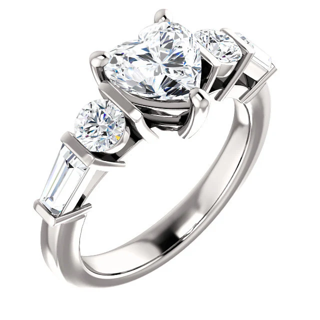 CZ Wedding Set, Style 05-40 feat The Sarah Engagement Ring (Customizable 5-Stone Baguette Channel) - Image 3