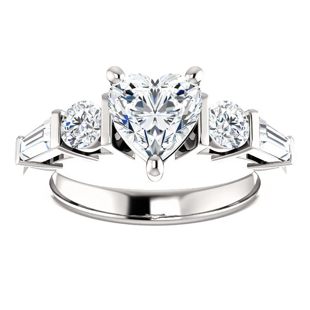 CZ Wedding Set, Style 05-40 feat The Sarah Engagement Ring (Customizable 5-Stone Baguette Channel) - Image 8