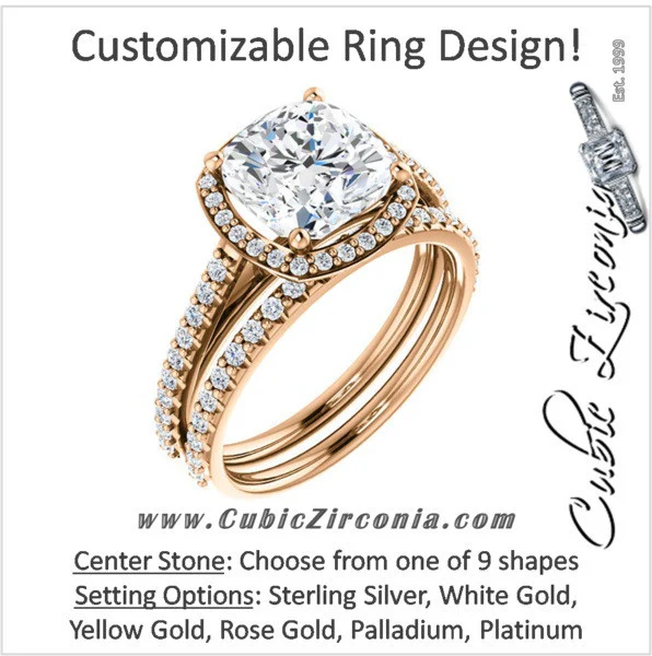 CZ Wedding Set, feat The Monique (Customizable Halo-Style) - Image 2