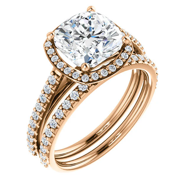 CZ Wedding Set, feat The Monique (Customizable Halo-Style) - Image 3