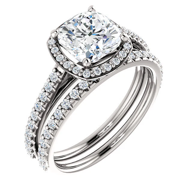 CZ Wedding Set, feat The Monique (Customizable Halo-Style) - Image 4