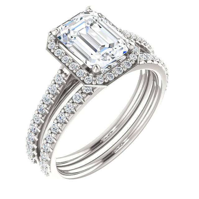 CZ Wedding Set, feat The Monique (Customizable Halo-Style) - Image 8