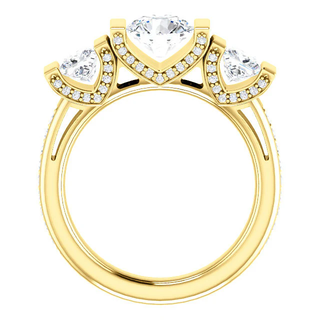 CZ Wedding Set, Style 04-24 feat The Katie engagement Ring (Customizable Bar Setting with Round Prong Accents) - Image 4