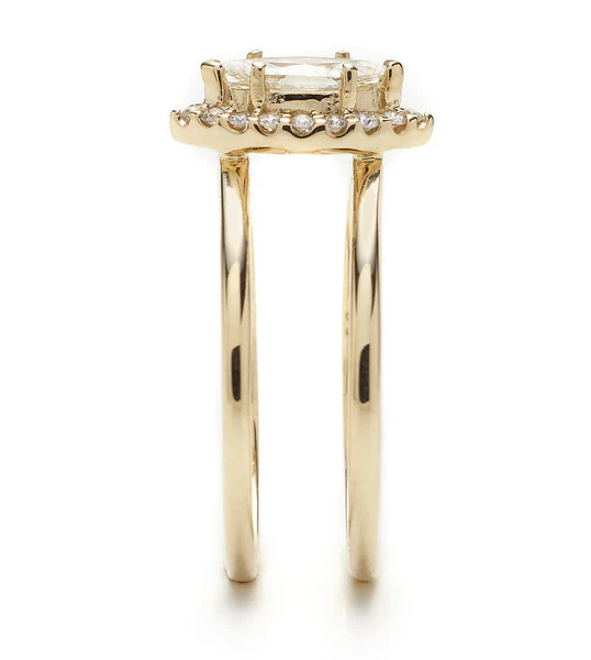 CZ Wedding Set, Double Banded Harness Ring with Round Channel Hand-Engraved Wedding Band - Image 4