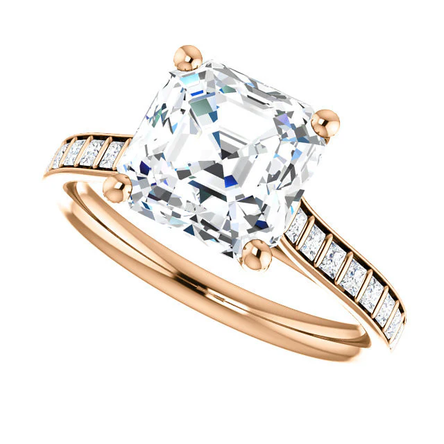 CZ Wedding Set, Style 04-30 feat The Gloria engagement ring (Customizable Princess Channel) - Image 12
