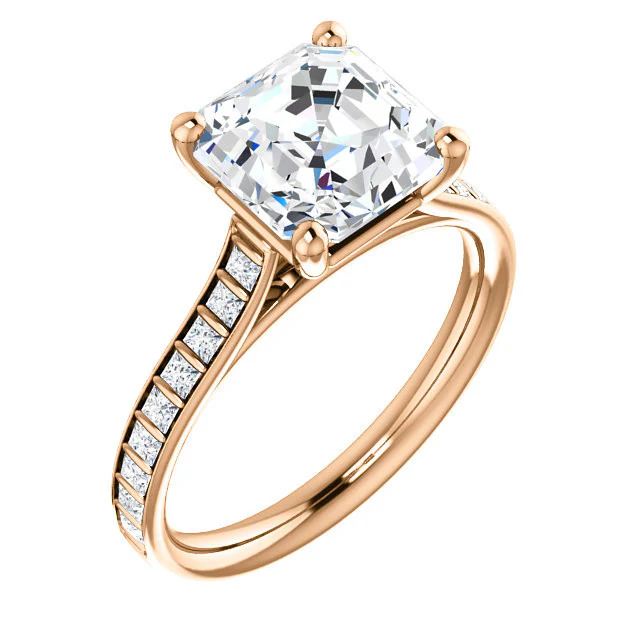 CZ Wedding Set, Style 04-30 feat The Gloria engagement ring (Customizable Princess Channel) - Image 4