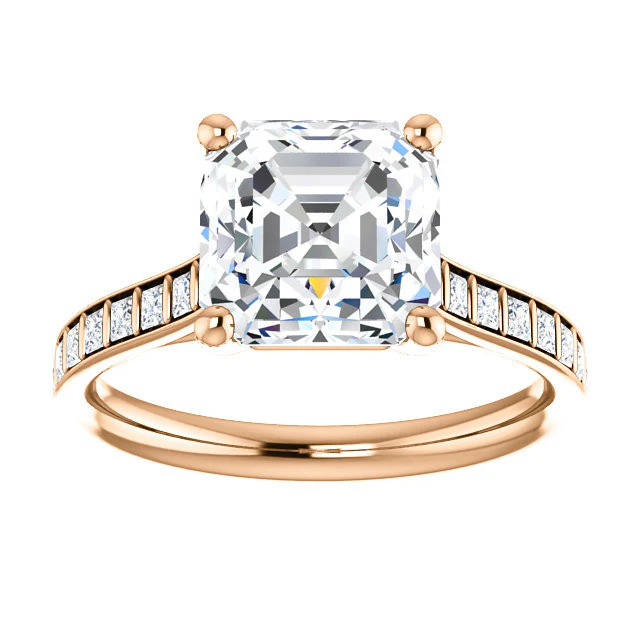 CZ Wedding Set, Style 04-30 feat The Gloria engagement ring (Customizable Princess Channel) - Image 8