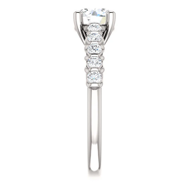 A CZ Wedding Set, Style 03-98 feat The Pamela engagement ring (Customizable with Round Bar Setting) - Image 10