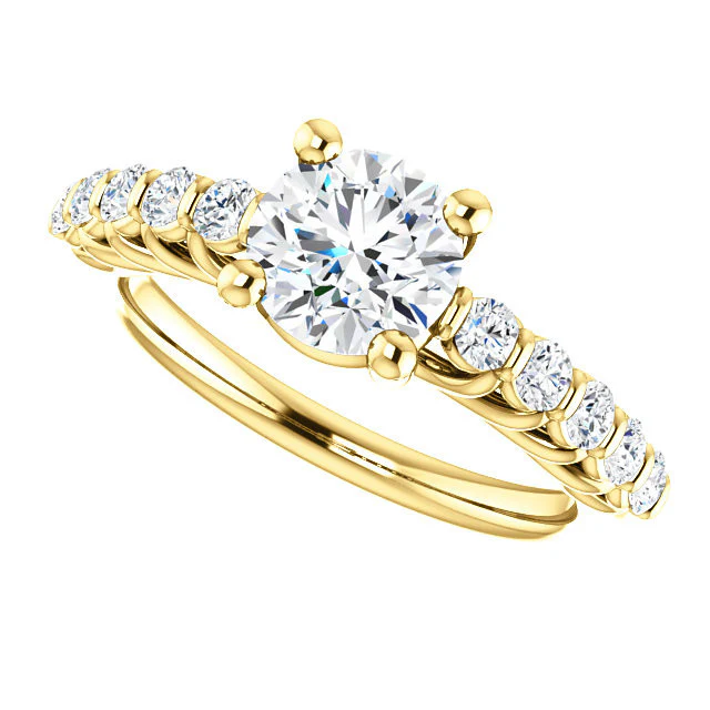 A CZ Wedding Set, Style 03-98 feat The Pamela engagement ring (Customizable with Round Bar Setting) - Image 11