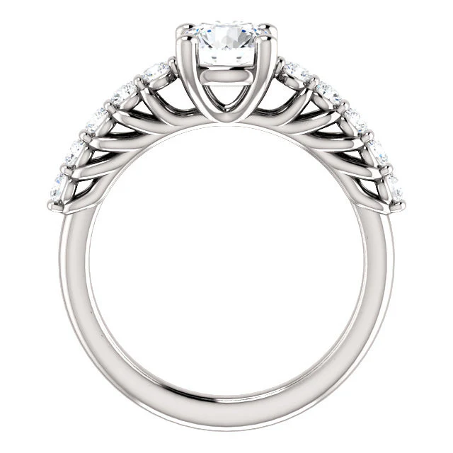 A CZ Wedding Set, Style 03-98 feat The Pamela engagement ring (Customizable with Round Bar Setting) - Image 6