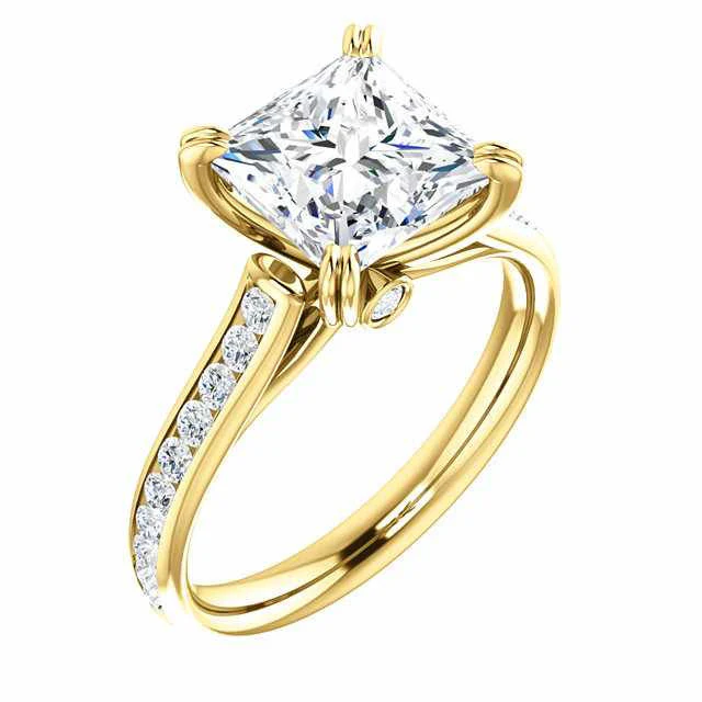 CZ Wedding Set, Style 04-64 feat The Tabitha Engagement Ring (Customizable Center with Round Channel) - Image 18
