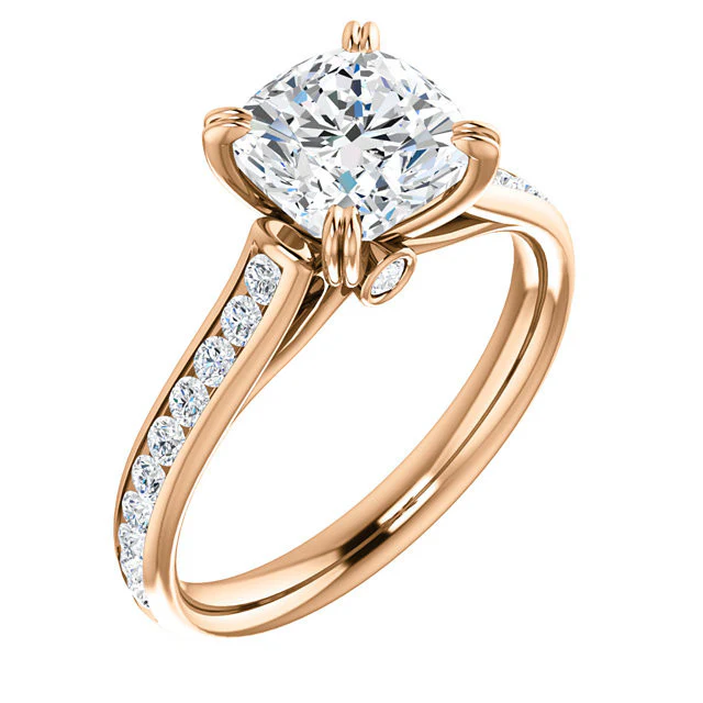 CZ Wedding Set, Style 04-64 feat The Tabitha Engagement Ring (Customizable Center with Round Channel) - Image 5