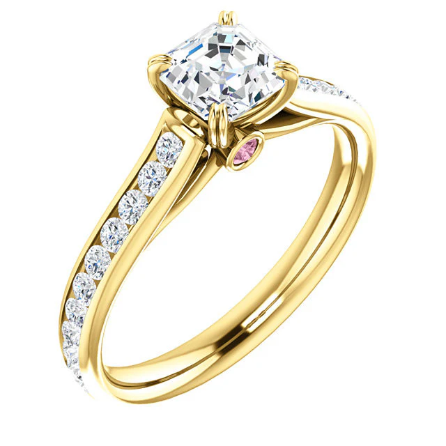 CZ Wedding Set, Style 04-64 feat The Tabitha Engagement Ring (Customizable Center with Round Channel) - Image 6