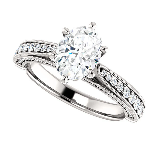 CZ Wedding Set, Style 04-50 feat The Claudia Jeanine Engagement Ring (Customizable Round Pave) - Image 12