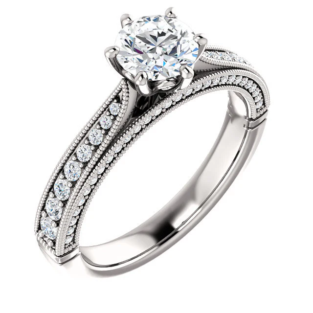 CZ Wedding Set, Style 04-50 feat The Claudia Jeanine Engagement Ring (Customizable Round Pave) - Image 15