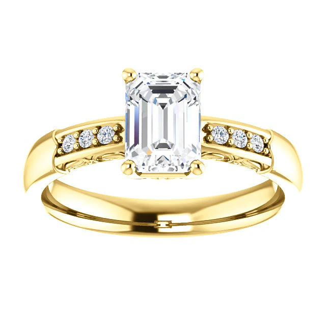 CZ Wedding Set, Style 034 featuring The Gabrielle engagement ring (Customizable Center featuring Round Side Stones and Filigree) - Image 8