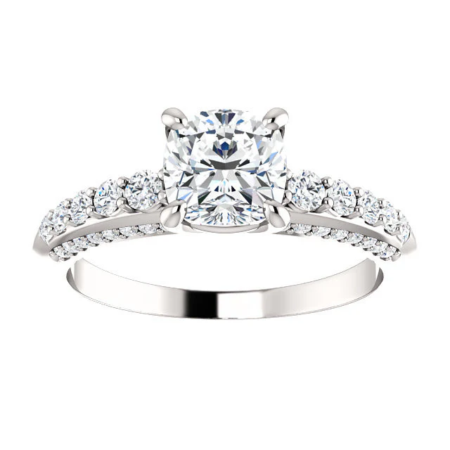 CZ Wedding Set, Style 05-37 feat The Rachelle engagement ring (Customizable Round Prong) - Image 12