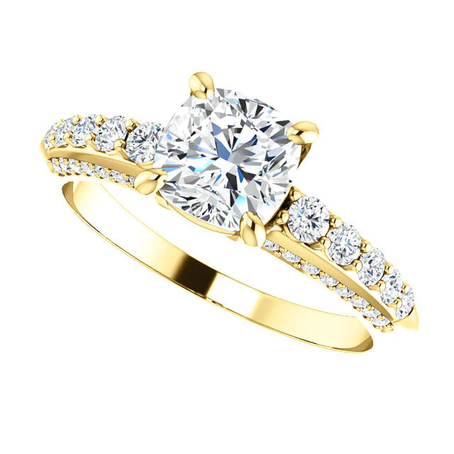 CZ Wedding Set, Style 05-37 feat The Rachelle engagement ring (Customizable Round Prong) - Image 17