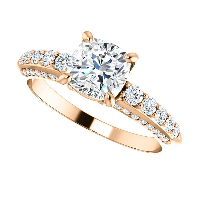 CZ Wedding Set, Style 05-37 feat The Rachelle engagement ring (Customizable Round Prong) - Image 18