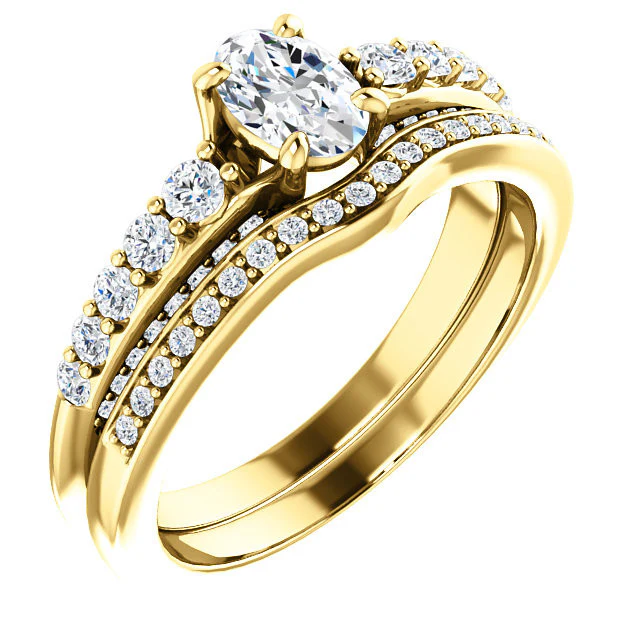 CZ Wedding Set, Style 05-37 feat The Rachelle engagement ring (Customizable Round Prong) - Image 4