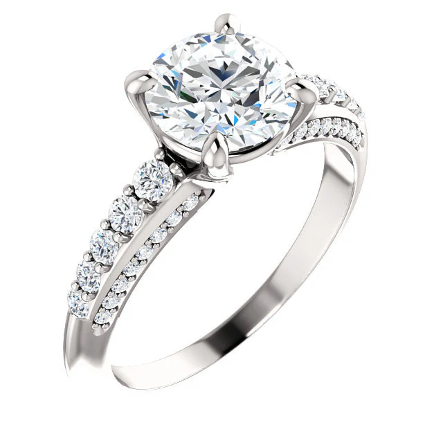 CZ Wedding Set, Style 05-37 feat The Rachelle engagement ring (Customizable Round Prong) - Image 5