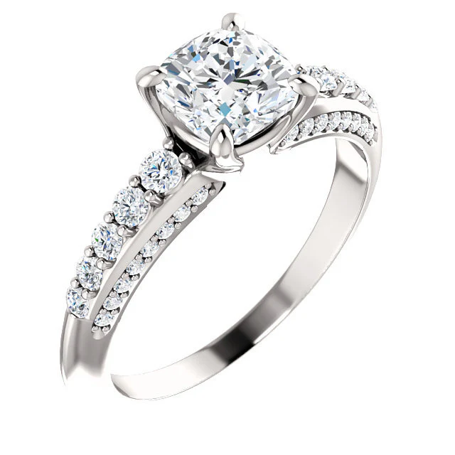 CZ Wedding Set, Style 05-37 feat The Rachelle engagement ring (Customizable Round Prong) - Image 6