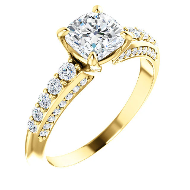 CZ Wedding Set, Style 05-37 feat The Rachelle engagement ring (Customizable Round Prong) - Image 7