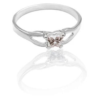 Cubic Zirconia Birthstone Ring- Customizable Butterfly Shaped CZ Birthstone Setting - Image 11