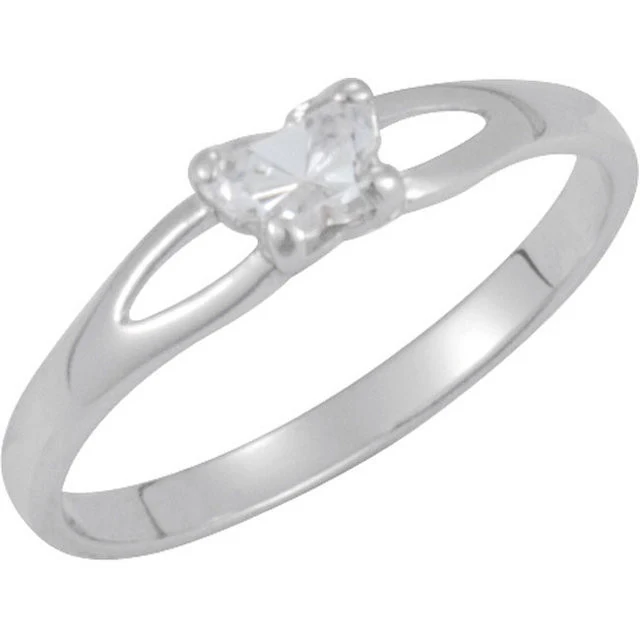 Cubic Zirconia Birthstone Ring- Customizable Butterfly Shaped CZ Birthstone Setting - Image 12
