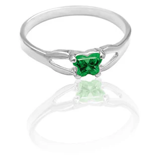Cubic Zirconia Birthstone Ring- Customizable Butterfly Shaped CZ Birthstone Setting - Image 13