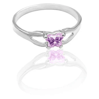 Cubic Zirconia Birthstone Ring- Customizable Butterfly Shaped CZ Birthstone Setting - Image 15