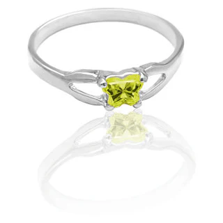 Cubic Zirconia Birthstone Ring- Customizable Butterfly Shaped CZ Birthstone Setting - Image 19