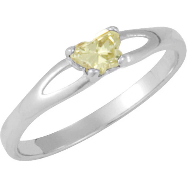 Cubic Zirconia Birthstone Ring- Customizable Butterfly Shaped CZ Birthstone Setting - Image 20