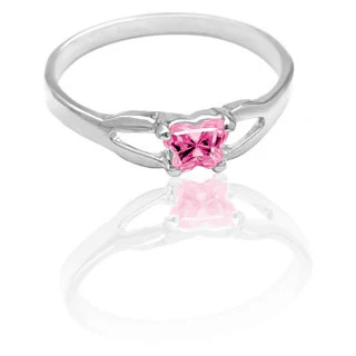 Cubic Zirconia Birthstone Ring- Customizable Butterfly Shaped CZ Birthstone Setting - Image 23