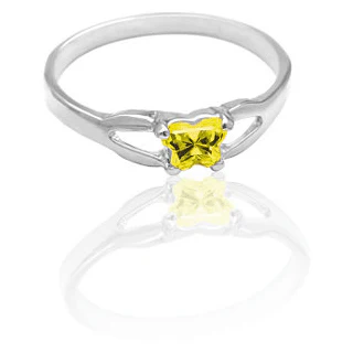 Cubic Zirconia Birthstone Ring- Customizable Butterfly Shaped CZ Birthstone Setting - Image 25