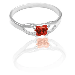 Cubic Zirconia Birthstone Ring- Customizable Butterfly Shaped CZ Birthstone Setting - Image 5