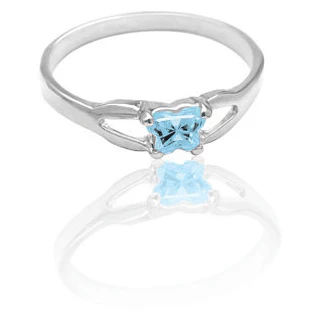Cubic Zirconia Birthstone Ring- Customizable Butterfly Shaped CZ Birthstone Setting - Image 9