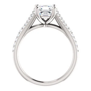 Cubic Zirconia Engagement Ring- The Mailynne (Customizable Asscher Cut Style with Split-Pavé Band) - Image 3
