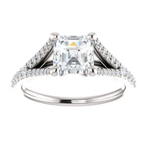 Cubic Zirconia Engagement Ring- The Mailynne (Customizable Asscher Cut Style with Split-Pavé Band) - Image 4