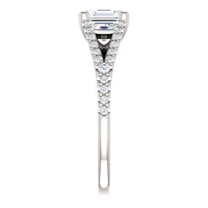 Cubic Zirconia Engagement Ring- The Mailynne (Customizable Asscher Cut Style with Split-Pavé Band) - Image 5