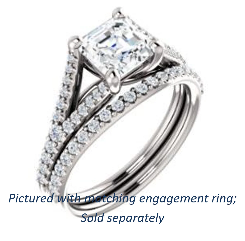 Cubic Zirconia Engagement Ring- The Mailynne (Customizable Asscher Cut Style with Split-Pavé Band) - Image 7
