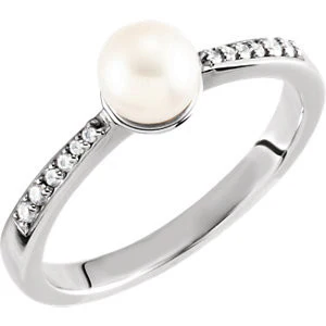 Cubic Zirconia Engagement Ring- The ________ Naming Rights 64-72 (White Freshwater Cultured Pearl & 0.08 CTW Channel-Set CZ) - Image 2