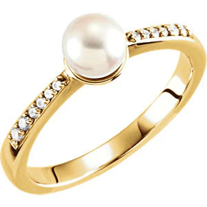Cubic Zirconia Engagement Ring- The ________ Naming Rights 64-72 (White Freshwater Cultured Pearl & 0.08 CTW Channel-Set CZ) - Image 4