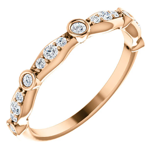Cubic Zirconia Anniversary Ring Band, Style 12-2248 (0.265 TCW Round Bezel stackable)