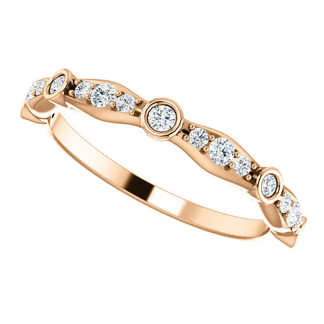 Cubic Zirconia Anniversary Ring Band, Style 12-2248 (0.265 TCW Round Bezel stackable) - Image 5