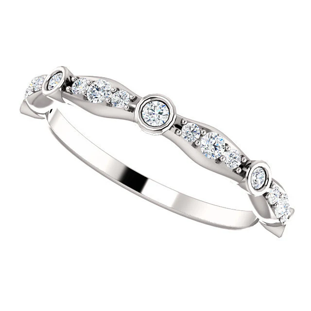 Cubic Zirconia Anniversary Ring Band, Style 12-2248 (0.265 TCW Round Bezel stackable) - Image 6