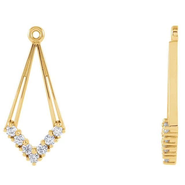 Cubic Zirconia Earrings- 0.28 Carat Diamond-Shaped Earring Jacket Set - Image 3