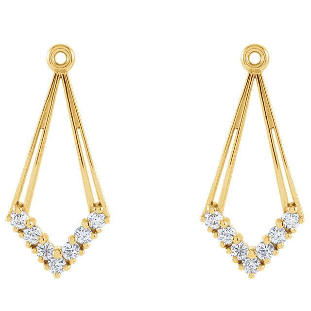 Cubic Zirconia Earrings- 0.28 Carat Diamond-Shaped Earring Jacket Set - Image 4