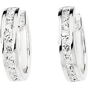 Cubic Zirconia Earrings- 0.50 Carat Round Channel Set Hinged Hoop Earring Set - Image 3